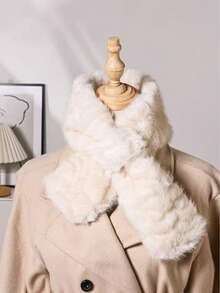 1pc Women's Solid Color Faux Fur Scarf, Warm Thick Scarf For Winter - Multicolor - View 4