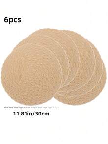 圆形编织餐垫，适用于餐桌，直径15英寸，可水洗，适合室内使用，是居家、婚礼和派对的理想之选。（卡其色） - 卡其色 - 查看 16