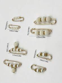 8pcs Set Faux Pearl Brooch, Waist Cincher, Elegant Women Accessories, Anti-Flashing Brooch Decor, Waist Shaper - White - View 3