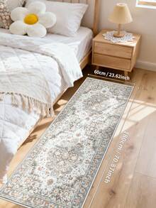 1PC Grey Rugs,Bohemian Style, Crystal Velvet Jelly Base Runner Rug,800gsm, Non-Slip Backing, Area Rug, Mat For Living Room, Carpet For Bedroom, Machine Washable Low-Pile, Kitchen Hallway Dining Office, All-Season - Grey - View 15