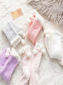 3 Pairs Of Women's Fluffy And Comfortable Plush Socks, Soft And Skin Friendly, Suitable For Home Sleep, With Multiple Colors To Choose From In Autumn And Winter - 彩色 - 查看 2