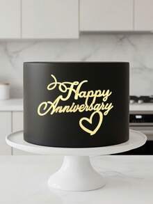 3pcs Birthday Cake Decorative Acrylic Topper Picks, Happy Birthday Gold Glitter Cake Decor, Modern Letter Shape, Creative Baking Supplies, Party Decorations - A - View 6