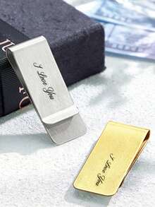 Customized Personalized Carved Name Wallet, Suit Tie Clip Accessories, Customized Wallet, Stainless Steel Wallet, Groom's Gift, Groom's Wallet, Husband's Gift - Multicolor - View 5