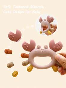 1pc Baby Crab Teether Toy, Soft Silicone Material, Easy To Grip, Textured Surface Design, Cute Animal Shape, Suitable For Baby Bath Time - Multicolor - View 3