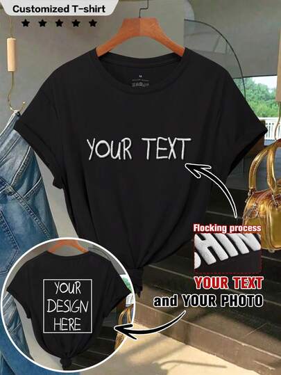 Personalisiertes Damen T-Shirt, individualisierter Text, Slogan, Segen, witziges Zitat T-Shirt, Valentinstag Geschenk, Damen Kurzarm T-Shirt, Damen Sportbekleidung, Flockgrafik-Muster, geeignet für Outdoor, Lässig, Party, Reisen