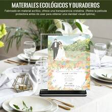 Soporte de Acrílico para Letreros/Menús Forma de L -10 Unidades Transparente Doble Cara - Incluye Base Estable, Porta Menú de Mesa Antideslizante para Restaurantes, Oficinas, Hoteles (A6, 10*15CM) - A6 - Ver 3