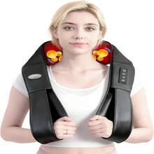 Masajeador de Espalda Masajeador de Cuello, Masajeador de Espalda y hombros con Calor, Masaje Cuello Shiatsu con 3 Velocidades, Masajeador Eléctrico para Hombros, Piernas, Pies, alivio del dolor Muscular Corporal, Regalos para Mamá y Papá - Negro1 - Ver 1