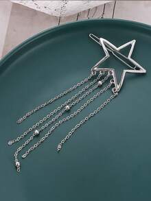 1pc Metal Creative Geometric Star Moon Tassel Hair Clip, Decorative Everyday Accessory, Claw Clips, Hair Slide, Hair Barrettes, Head Accessories, Hair Accessories For Women, Hairpin - Multicolor - View 5