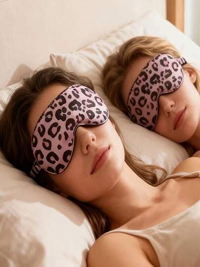 Leopard Print Reversible Faux Silk Eye Mask, 3D Contoured Blackout Sleep Mask, Breathable Cooling Eye Shade, Women's Nap & Travel Eye Mask, Zero Pressure Deep Sleep Eye Cover, Adjustable Strap Printed Eye Mask