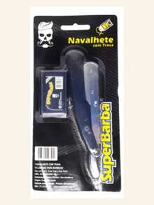 Kit Navalha 10 Lamina Navalhete Barbeiro Inox Barba Cabelo - Prata - Visão 2
