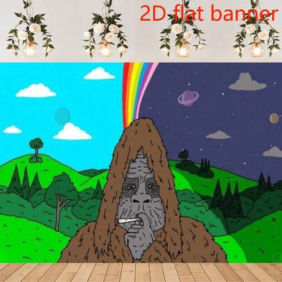 2D Flat Banner 1pc The Smoking Gorilla Funny Flag The Big Lez Show Tapestry Wall Hanging Living Room Kawaii Room Decor Flags Carpets Home Background Banner The Best Gifts