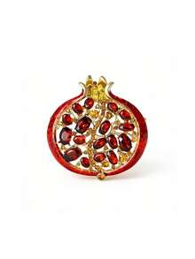 1pc Red Resin Faux Crystal Pomegranate Fruit Metal Brooch - Multicolor - View 7