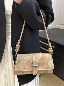 Túi đeo vai thời trang thanh lịch tối giản màu trơn cổ điển - Màu Khaki - Xem 2