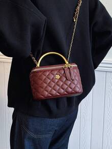 Solid Color Fashionable High-End Versatile Women Handbag & Shoulder Bag - Red - View 4