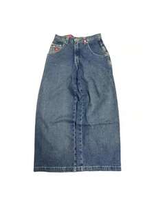 Jeans For Men,Men's Wide-Leg Jeans, Street Style, Hip-Hop, Harajuku Style, Straight Leg Casual Pants - N15藍色 - 查看 2