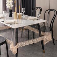 Clear Vinyl Tablecloth Protector Waterproof/Oil-Proof PVC Table Cloth Transparent Sheet Table Cover 60'' X 108'' Rectangular - Pattern B+60" X 60" (Square) - View 2