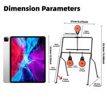 1个金属射击靶，自复位旋转式3靶，适用于户外练习，可用于弹弓、狩猎、投石机练习。包含组装工具。靶面厚度2毫米，底座稳固，配有4个地钉。 - Three Target - 查看 3