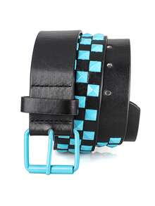 Thắt lưng hạt vuông nhiều màu sắc phổ biến kiểu Châu Âu và Mỹ dành cho nữ, trang trí khóa kim, phun sơn, khảm hình kim tự tháp, thắt lưng bản rộng. - Nhiều màu - Xem 5