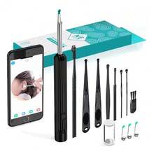 Ear Wax Removal - Earwax Remover Tool With 8 Pcs Ear Set - Ear Cleaner With Camera - Ear Camera With 6 Ear Spoon Replacement- Ear Cleaner For IOS & Android - Black - View 1