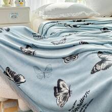 Printed Flannel Blanket, Cartoon Design For Office Nap - Butterflies Fluttering - View 6