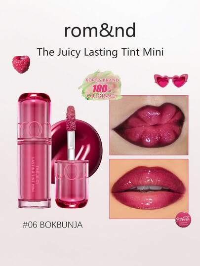 Rom&nd Romand THE JUICY LASTING TINT MINI, Moisturizing And Glossy Texture, Hydrating And Nourishing, Lightweight And Comfortable, Long-Lasting Color, Mini Travel Size, Great Gift, Korean Cosmetics