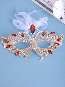 1pc Rhinestone Half Face Mask Women Masquerade Eye Mask Shiny Rhinestone Metal Mask For Party Prom Masquerade Ball Bridal Cosplay Events,Valentine's Day Costume - Multicolor - View 9