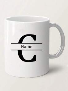 1pc, 11oz Personalized Letter Name Custom Coffee Mug - Designed Customized Cup, Ceramic Mug, Unique Novelty Mug, White Tea Cup, Personalized Letter Name Custom Coffee Mug - Designed Customized Cup, Summer & Winter Drinkware, Birthday Gift, Family Gathering Gift, Holiday Gift, Mildew Resistant, Reusable, Elegant, Cute, Modern