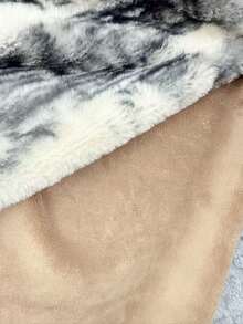 Merino Wool Printed + Milk Velvet Double Layer Blanket - Maillard - Oil Painting - View 7