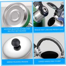 Botella de acero inoxidable duradera de 3 litros con silbato para acampada, con asa plegable, tetera con silbato para fogones, acero inoxidable de grado alimentario, tetera con silbato de acero inoxidable, cafetera, para interior y exterior, acampada, senderismo, picnic, botella de acero inoxidable con silbato para acampada, tetera ligera: apta para fogones eléctricos, de convección, cerámicos y de gas, esta tetera se puede utilizar casi en cualquier momento y en cualquier lugar. - Plateado - Ver 12