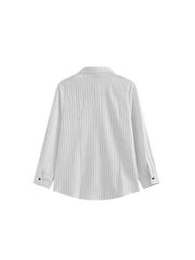 Slimming Patchwork Casual Shirt For Women, New Casual Elegant Batwing Blouse Top Spring White - White - View 7