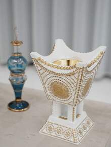 1 Set Quemador de incienso árabe elegante, adecuado para la decoración del Ramadán - Decoración islámica tradicional para el hogar, Soporte para incienso Bakhoor, Regalo del Ramadán, Decoración del Eid Al-Fitr, Esencial para el Ramadán 2025