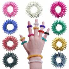 5pcs Colorful Finger Pressure Massage Rings [Random Color], Finger Massager, Finger Tip Massager, Breathable Stress Relief Rings - Spring Design, Ideal Hand Massage Tool Gift, Massage Accessory - Multicolor - View 6
