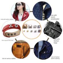 100/200 piezas/paquete Tachuelas metálicas puntiagudas cuadradas, remaches de cuatro puntas de estilo punk rock para artesanía de cuero, adecuados para ropa, zapatos, brazaletes - Multicolor - Ver 3
