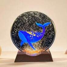 Galaxy Blue Whale Crystal Round Night Light, Dreamy Ocean 3D Carved Atmosphere Lamp, Bedroom Bedside Healing Nightlight, Creative Gift For Ocean Lovers, Desktop Decorative Art Lamp, Accompany You To Explore The Romantic Blue Whale In The Starry Sea - Multicolor - View 12