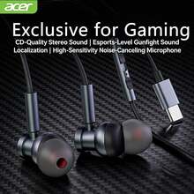 Acer Căști de gaming cu fir OHW020, intraauriculare: Design ergonomic, adaptat canalului auditiv, pentru o purtare confortabilă, pe termen lung, fără disconfort; Sunet surround cu audio pozițional precis; Comenzi în linie și microfon de înaltă definiție; Plug and Play, perfecte pentru jocuri mobile. Culoare gri fier.