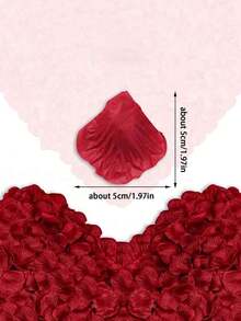 1500/600/100片人造玫瑰花瓣，酒红色仿真玫瑰花瓣，人造花，情人节，浪漫装饰，婚礼彩纸屑，情人节餐桌装饰，生日，营造浪漫氛围 - 酒紅色 - 查看 3