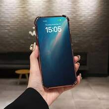 Carcasa de teléfono con diseño de máscara de grito negro y blanco con bordes dorados protección completa con esquinas anticaídas TPU transparente ultra resistente para iPhone 16 15 14 13 12 11 Plus Pro Pro Max regalo ideal para Navidad para amigos pareja o tú mismo - Morado - Ver 5