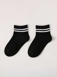 1/5/10 Pairs Kids Classic Casual Double Bar Socks, Minimalist Double Bar Design, Fashionable Breathable Soft Comfortable Versatile Crew Socks, Suitable For Daily Wear, Gifts, Back To School, Campus, Sports, Classroom, New Semester, Students, Assorted Colors & Styles - Multicolor - View 15