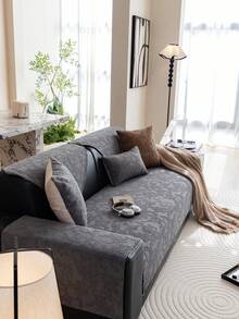 1pc Chenille Embroidered Wide Edge Sofa Cushion Cover, Luxurious High-End Sofa Slipcover, Deer Pattern, Anti-Slip Anti-Dust Anti-Scratch, Suitable For All Seasons, Living Room, Bedroom, Study, Club, Party, 1-4 Seater Sofa, L-Shaped Sofa - Grey - View 5