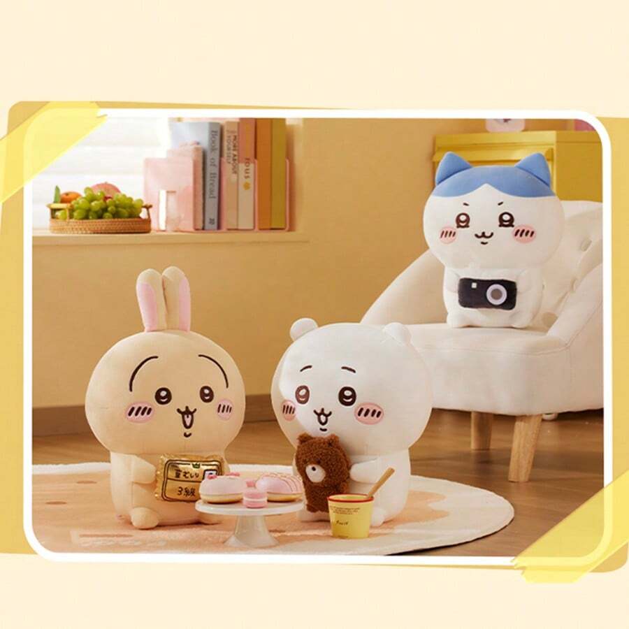 Miniso 1pc Rabbit Shaped Plush Stuffed Doll, Packaging Prop + Rabbit Ear Design, Soft Fluffy Material, Home Decor/Sofa Cushion/Cute Gift - Multicolor - View 1