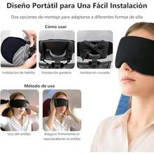 Almohada de Viaje, Almohada para el Cuello con Antifaz, Máscara de Ojos Portátil y Desmontable, Una Alternativa a Las Almohadas de Viaje de Larga Distancia, Soporte de Cabeza de 360°, Negro - / - Ver 4