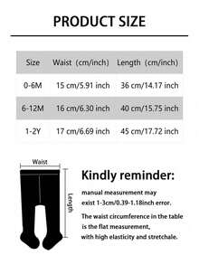 2pcs Baby Girls' Cute Cherry Blossom Pattern Stirrup Tights, Suitable For Everyday Wear - Multicolor - View 2