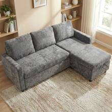 Advwin Sectional Sofa Couch W/ Pull Out Bed L Shaped Reversible Sleeper Sofa Bed W/ Storage Chaise Grey - Grey - View 3
