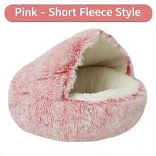 1 pieza Cama para mascotas interior suave y acogedora, cálida y antideslizante, adecuada para otoño/invierno, lavable a máquina. Cama para gatos con forma de concha semi-cerrada, casa para gatos cerrada, cama para mascotas, cama para perros semi-cerrada, casa para perros. - Rosa - Ver 11