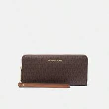 Michael Kors Jet Set Travel Large Logo Continental Wristlet,Wallet And Purse For Women,Christmas Valentine's Day Gift For Her,Woman Wristlet For Office School Party And Casual Use 35F8GTVT3B - 棕色 - 查看 3