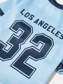 1件宠物狗/猫蓝色#32字母数字印花卫衣，时尚休闲透气舒适宠物服装 - 霧霾藍 - 查看 3