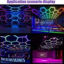 Super Bright RGB Hexagon Garage Led Lights With App And Remote Control,16 Million Colors And Many Scene, Music Sync,For Living Rooms,Bedrooms, And Gaming Rooms,Party,Gym,Garage - US B Type Plug(110-127V) - View 7