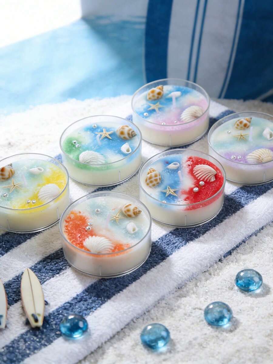 1支海洋贝壳香氛蜡烛，营造浪漫氛围，家居装饰，舒缓身心，适合派对、节日、送礼。