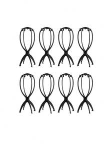 10/5/3件套假发支架，适用于14.2英寸假发，便携式旅行假发晾干架（黑色）