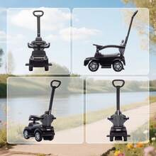 AIYAPLAY Land Rover Discovery Licensed Ride On Car, 2-In-1 Baby Push Car With Removable Push Handle, Foot To Floor Slider With Storage, Protective Guardrail, For Toddlers 18-36 Months, Black - 黑色 - 查看 8